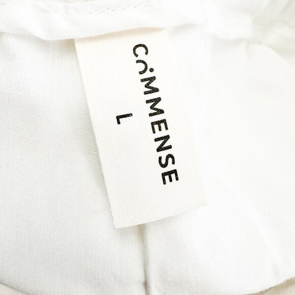 Commense Cotton/Linen White Short Gray Piping Outline Pockets SIze L - Picture 3 of 5